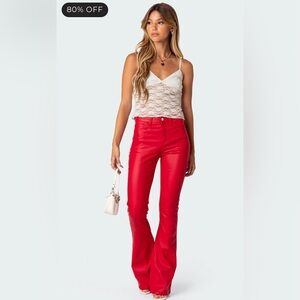 Edikted Faux Leather Flare Jeans